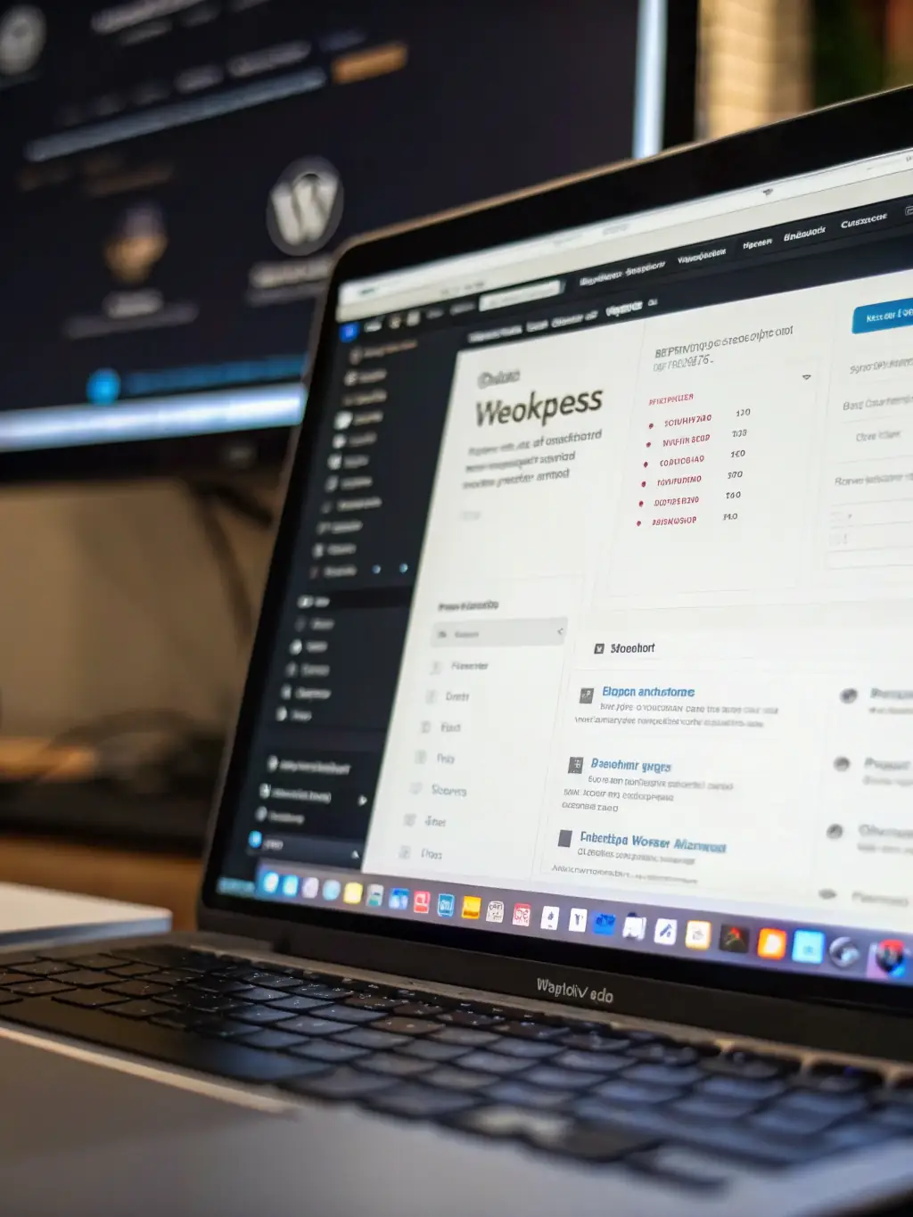A close-up shot of a WordPress dashboard, highlighting plugin management and update notifications, symbolizing Erentzen.cloud's proactive WordPress management services.