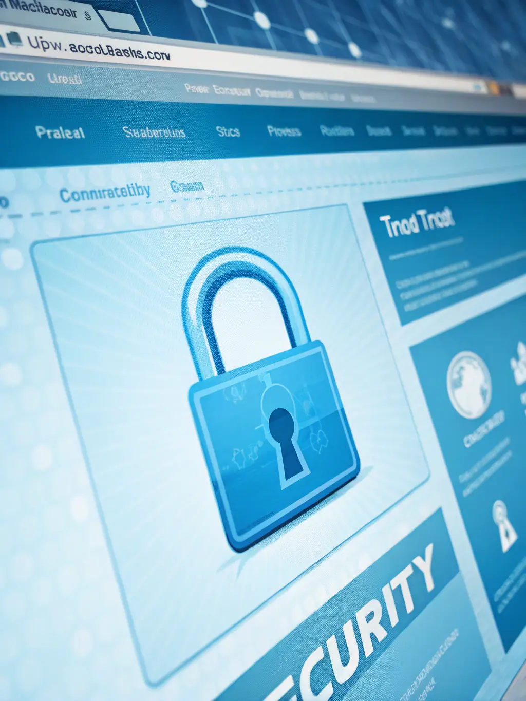 A visual representation of a secure WordPress website, with elements like a padlock and security shields, emphasizing Erentzen.cloud's security measures.